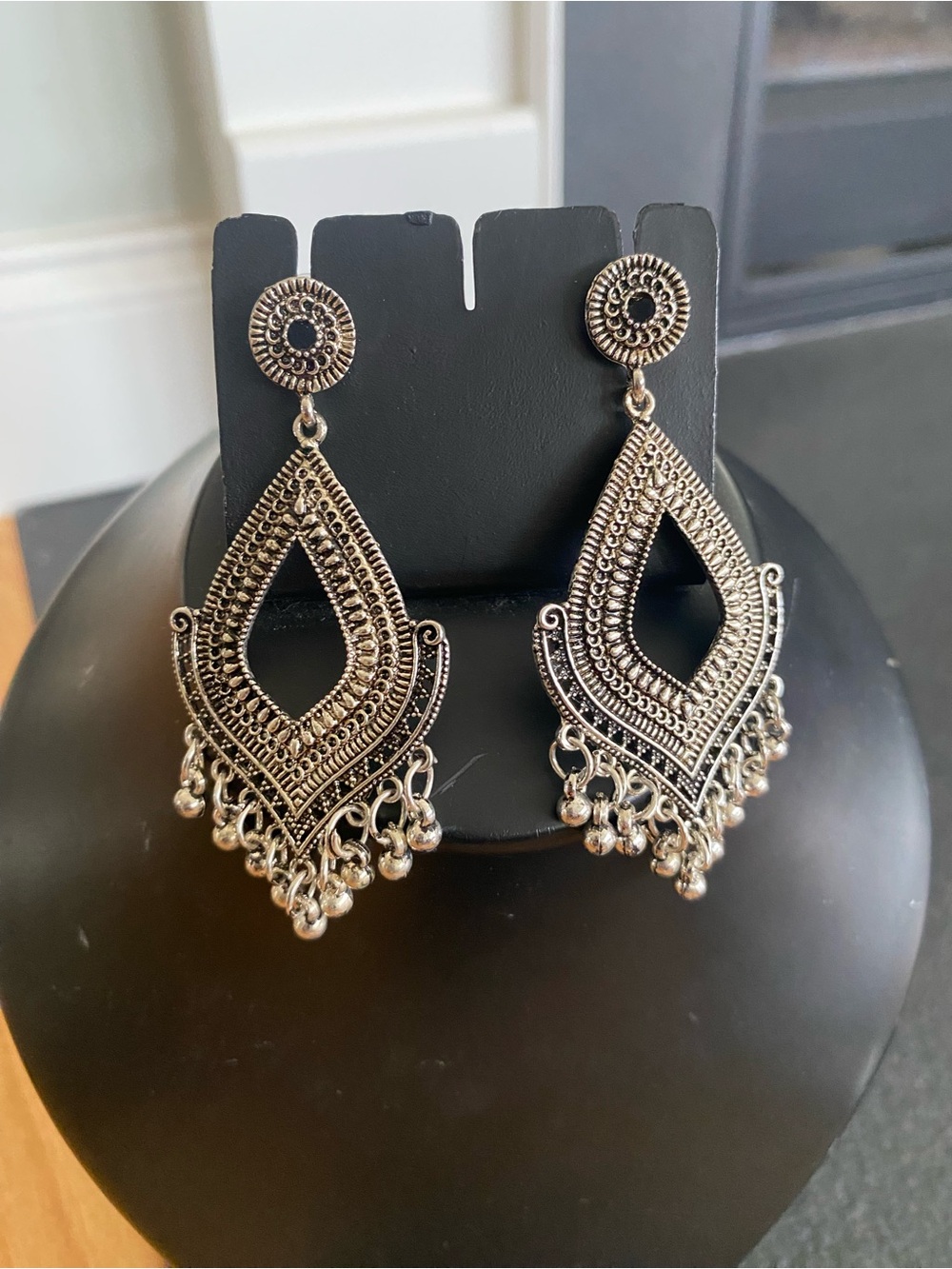 Intricate Silver-Tone Dangle Earrings - Women Jewelry